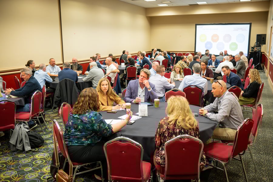 Conference presentation with attendees
